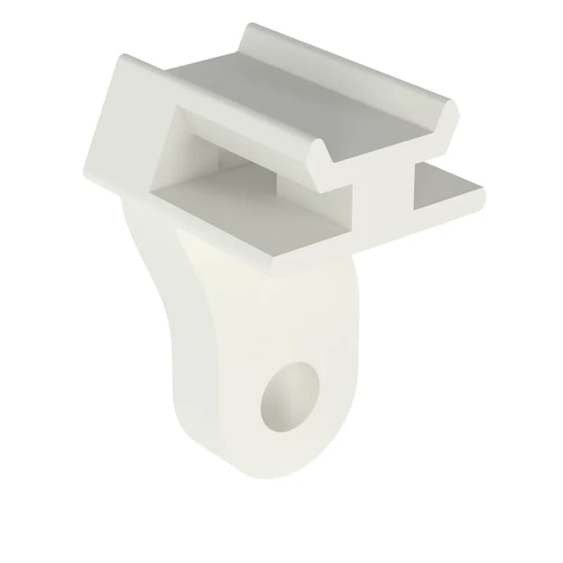 The lightening hole cable tie mount with a 0.2" (5.1 mm) diameter hole is mounted using a #10 (M5) screw. It is designed for indoor use, made of Nylon 6.6, and comes in packages of 100.