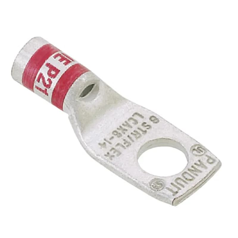 One-hole, flex lug, #2 AWG wire, 1/2 stud hole.