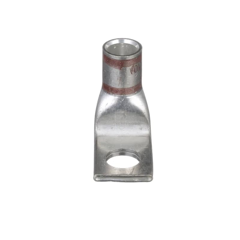 One-hole, flex lug, #2 AWG wire, 3/8 stud hole., 90 angle tongue.