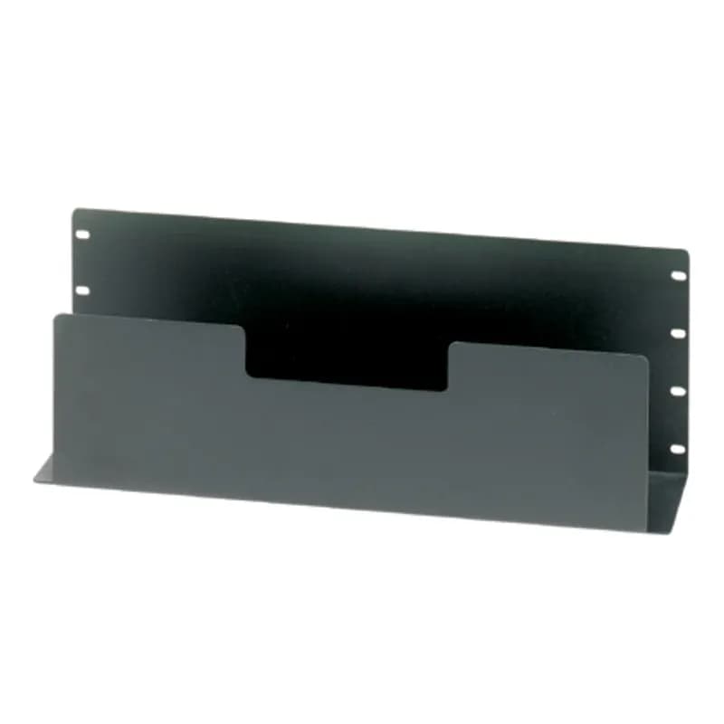 The Cable Routing Trough attaches to the rack where it supports and contains cable for rack-to-rack cable routing. It is compatible with any standard EIA 19 inch (483mm) rack or cabinet. The trough is 4 RU in height, 4.5 in. deep and is black in color.