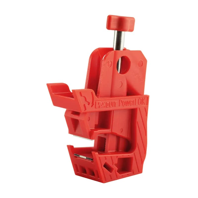 The PSL-PCBNT PowerLOK No-Tool Circuit Breaker Lockout device provides a versatile, easy to use lockout/tagout device. These devices can be applied to single or multi-pole circuit breakers (such as 120/277V breakers) to prevent the breaker from being turned back on; for the safe performance of maintenance or service in accordance with lockout/tagout procedures. Nylon. 2.24" x 0.74" (57 mm x 18.8 mm). Color Red. 1 per package.