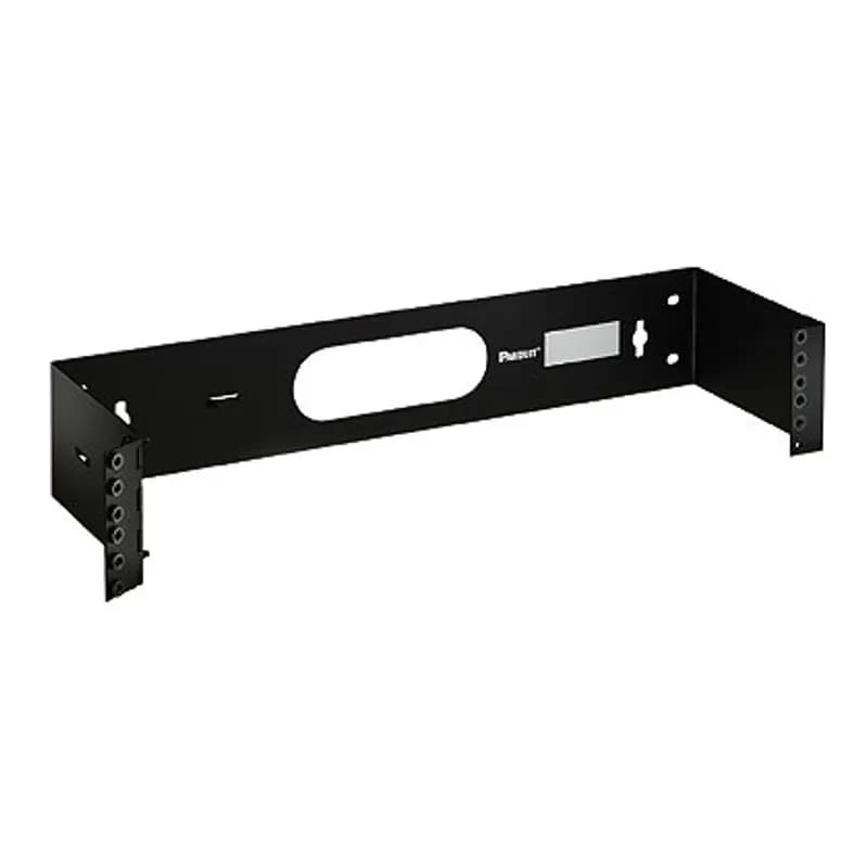 The hinged wall mount bracket expands rack space to the wall, maximizing space in telecommunication rooms. This product can be used with other accessories to achieve an open wall mount rack application for patching or small active equipment. This bracket has an overall depth of 6.26 inches. The wall mount bracket is made of steel, is 2 RU, and is black.