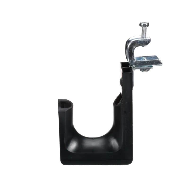 Panduit JP2SBC50RB-L20 J-Hook Screw on Beam Clamp has a patented design, featuring complete horizontal and vertical 1 bend radius control which prevents pinch points and degradation of cable performance. They are suitable for use in air handling spaces and are UL listed. For use with flanges up to (12.7mm) thick, rotates 360 degrees, 2.0 (50.8mm) max. bundle capacity. Made of Nylon 6.6, are black in color, and come in packages of 50.