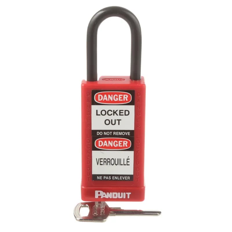 Panduit PSL-8-LB - Non-conductive padlock, 1.57" X 3.00" body, red.