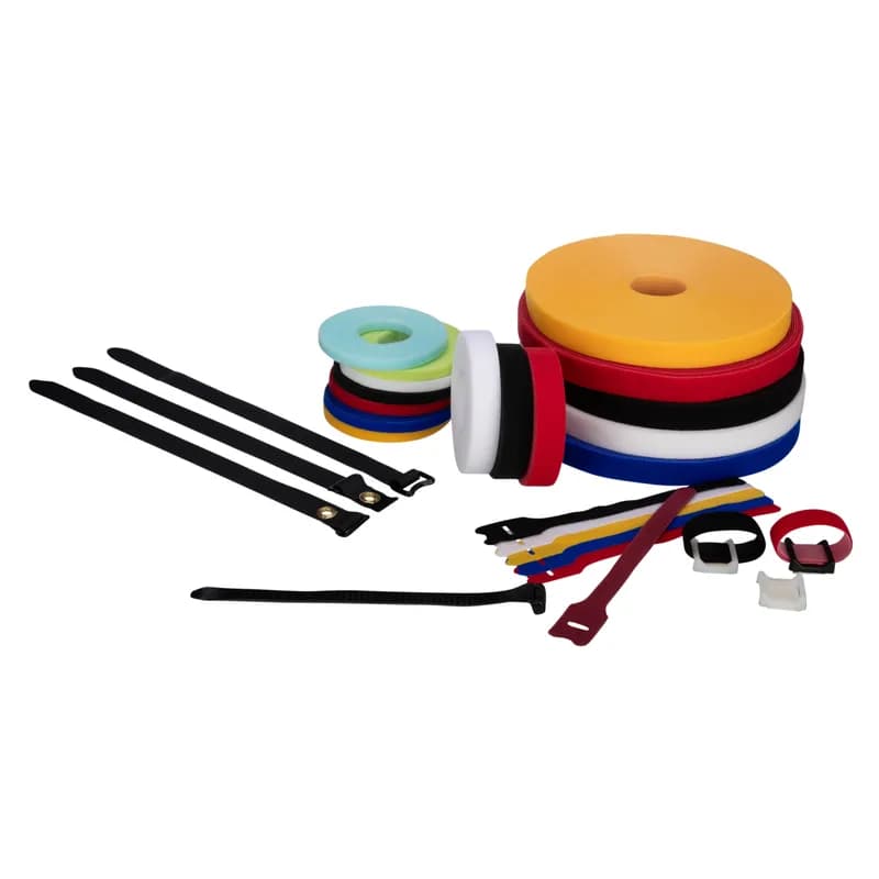 Tak-Ty hook & loop cable loop tie, 8.0 (203mm) length, .50 (12.7mm) width, nylon loop, polyethylene hook, red.