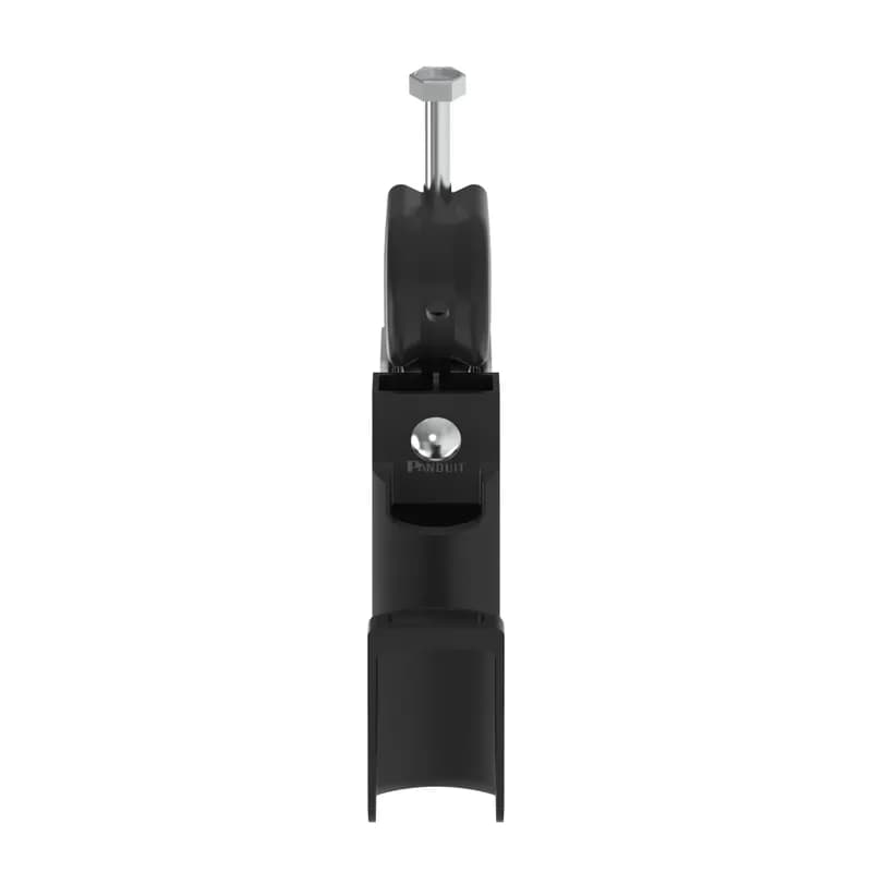 StrongHold JP131HBC50RB-L20 J-Pro J hook with Hammer-On Beam Clamps have a patented design, featuring complete horizontal and vertical 1" bend radius control as well as 360 degree rotation. This feature prevents pinch points and degradation of cable performance. They are suitable for use in air handling spaces and are UL listed. For use with flanges 5/16" to 1/2" (7.9mm - 12.7mm)thick and 1.31 (33.3mm) max bundle capacity. Made of Nylon 6.6, are black in color and come in packages of 50.