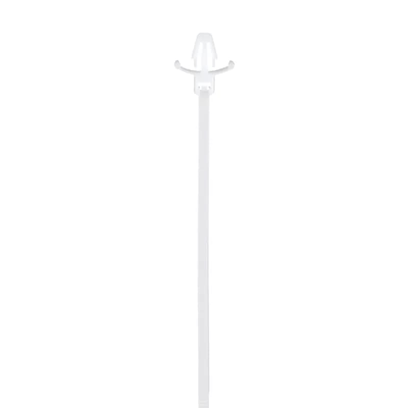 Panduit PLWP1M-D Locking Wing Mount Push Ties use an all-in-one design to attach bundles to another surface using a stable, secure, rattle-free installation. Miniature cross section, 4.3 (109mm) length. For indoor use, made of Nylon 6.6, are natural in color and come in packages of 500.
