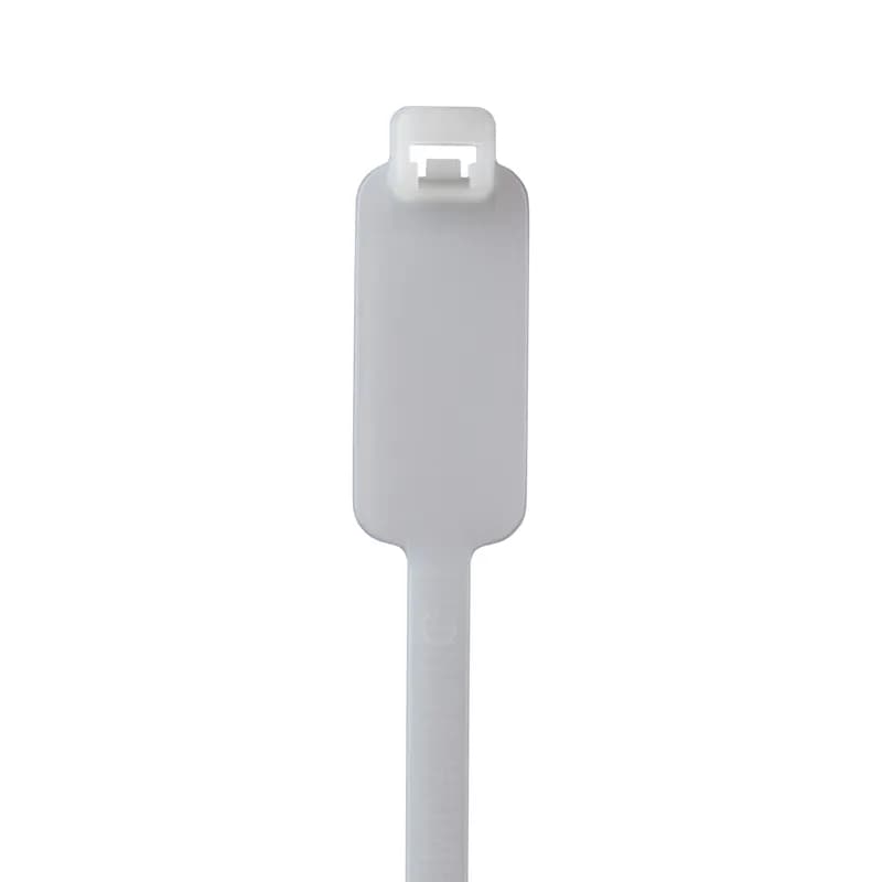 Pan-Ty marker tie, wrap, standard cross section, 7.4 (188mm) length, .44 x .87 (11.1 x 22.1mm) marker write-on area, nylon 6.6, natural, standard package.