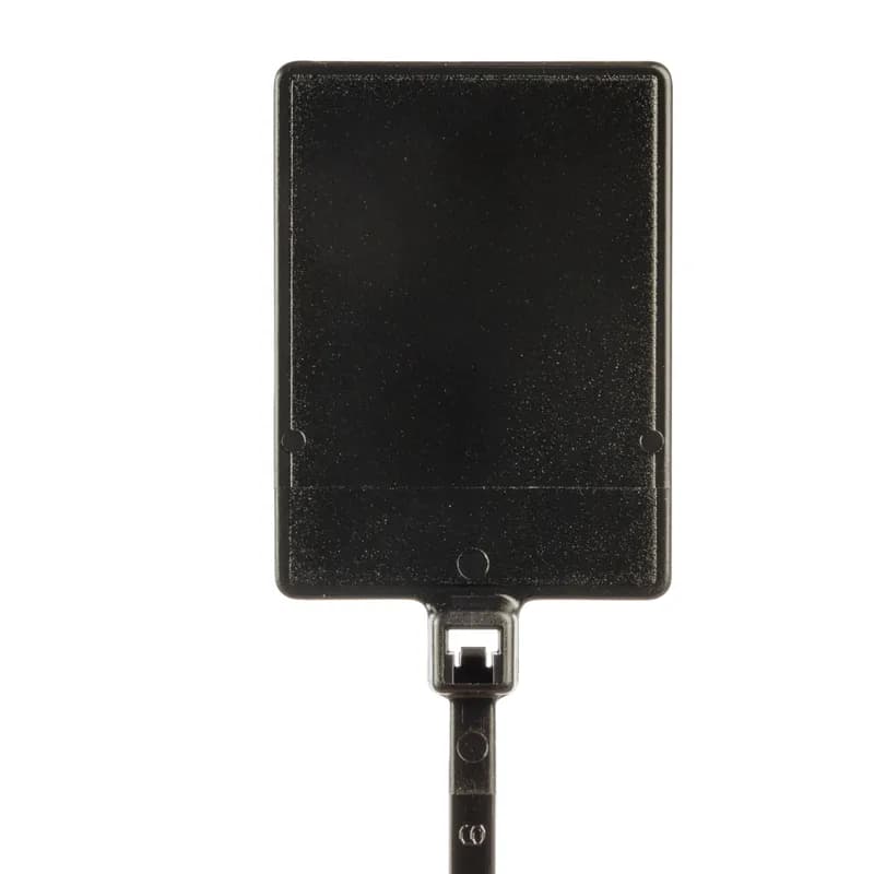 Pan-Ty flag tie, flag, miniature cross section, 5.1 (130mm) length, .76 x 1.04 (19.1 x 26.4mm) marker write-on area, weather resistant nylon 6.6, black.