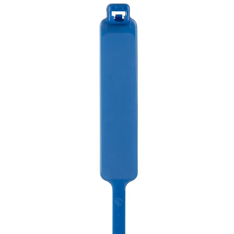 Pan-Ty marker tie, wrap, standard cross section, 14.6 (371mm) length, .44 x 2.00 (11.1 x 50.8mm) marker write-on area, nylon 6.6, blue.