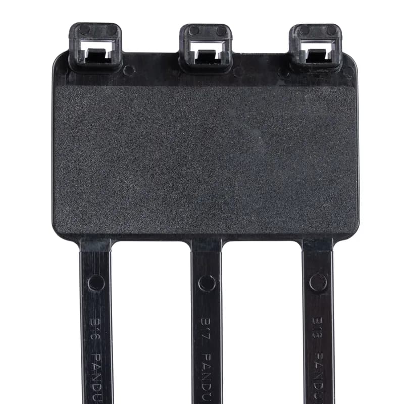 Pan-Ty marker tie, wrap, standard cross section, 7.4 (188mm) length, .87 x 1.79 (22.1 x 45.5mm) marker write-on area, weather resistant nylon 6.6, black.