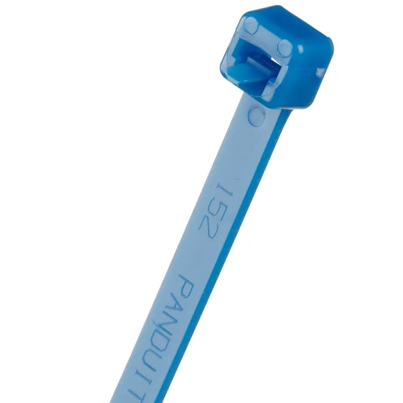 PRT4S-M releasable cable ties feature a quick-release tab that facilitates easy bundle release and/or re-fastening when changes are anticipated during development, servicing, or production. Standard cross section, 14.5 (368mm) long. For indoor use, they are made of blue Nylon 6.6, and come in packages of 1000.