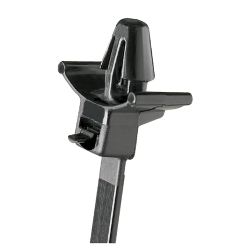 Pan-Ty releasable wing push mount tie, standard cross section, 7.8 (198mm) length, weather resistant nylon 6.6, black.