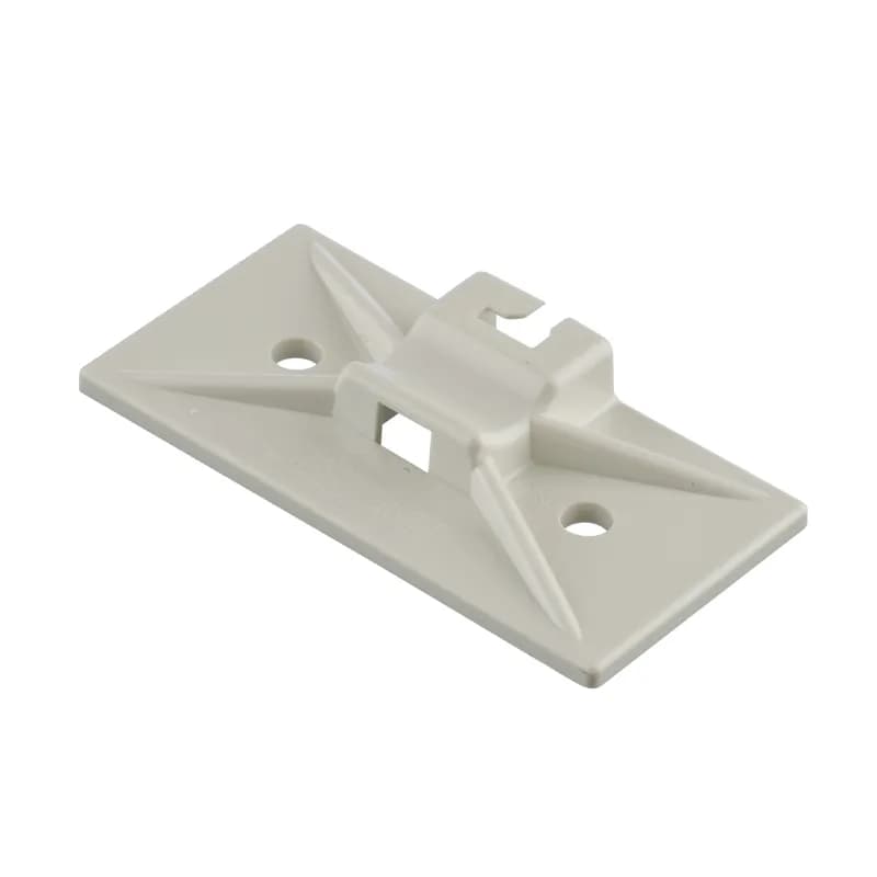 The snap-in cable tie mount in ivory is applied with user-supplied adhesive or two #6 (M3) screws. It is made of ABS for indoor environments. It comes in packages of 500.