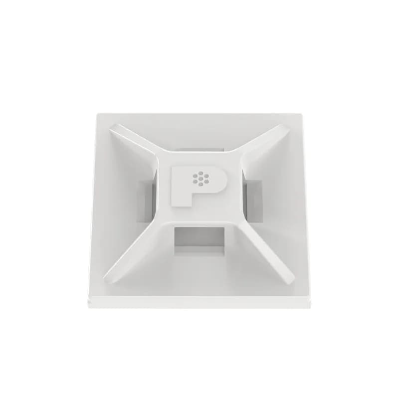 Panduit s ABMM-AT-C 4-way adhesive cable tie mounts are applied with acrylic adhesive tape and made of Nylon 6.6. They have been designed for fast installation and long-term performance and reliability. These mounts can be used with miniature and intermediate cable ties and are intended for use in indoor, high-temperature environments. The mounts are 0.75 x 0.75 (19.1mm x 19.1mm), supplied in strips of 2, are white in color and come in packages of 100.