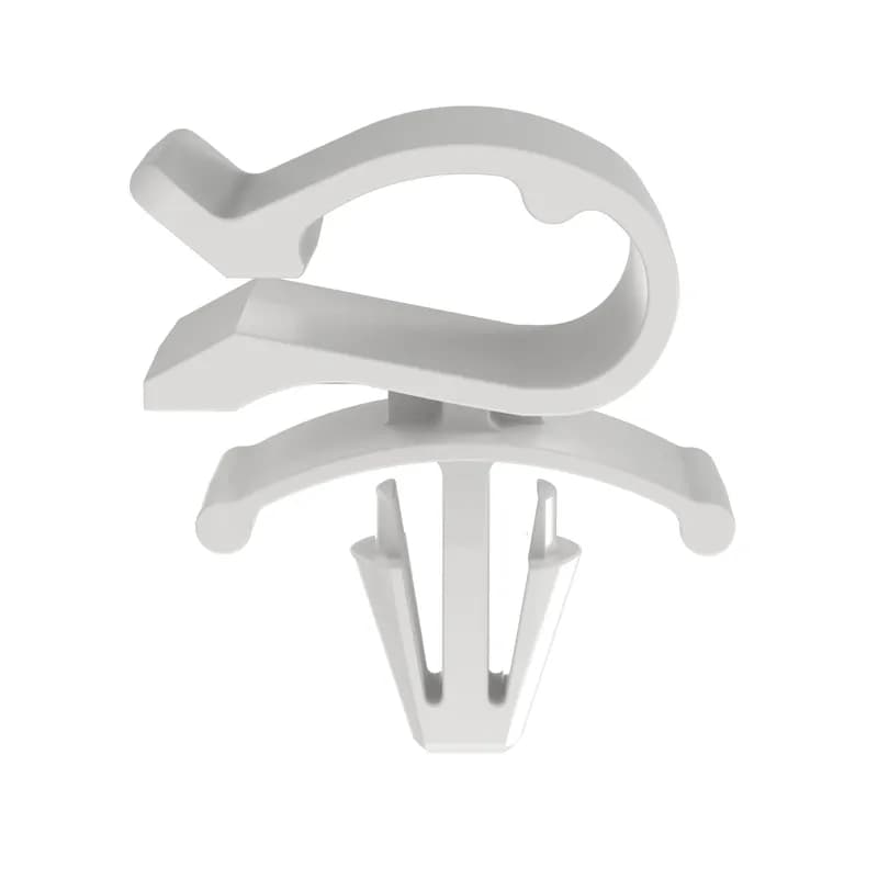 Panduit PMCC38H25-M Push Mount Cord Clips secure cords and cable or wire bundles easily by simply snapping them in or out of the clip. With their wing design, the mounts have added stability even when vibration is present. They have a maximum panel thickness of .105 (2.7mm) and require a panel hole of 0.25 (6.4mm) for mounting. For use in indoor environments and with miniature, intermediate and standard cable ties. Made of Nylon 6.6, are natural in color and come in packages of 1000.