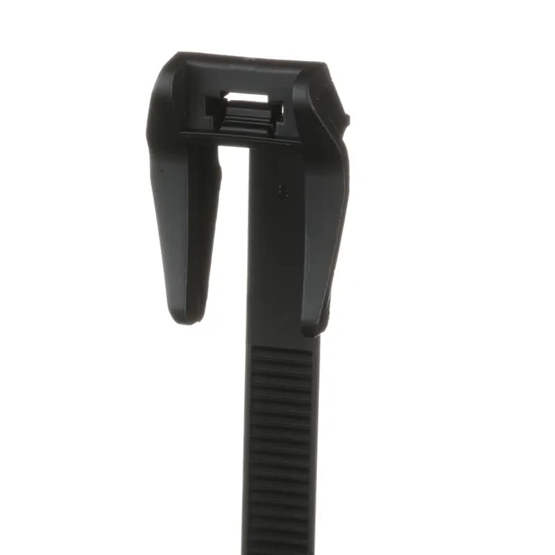 Panduit AST25-5-C100 - Panduit AST25-5-C100 Aerial Support Ties with integral 1/2 (12.7mm) spacer for support strands are designed to keep equipment and cable clear of pole hardware. These ties and spacers together reduce inventory costs and allows for faster installation. They are releasable and re-usable, and do not require install tools. Supports bundles up to 2.5 (63.5mm) in diameter and is for use in outdoor environments. Made of weather-resistant polypropylene, is black in color and comes in packages of 100.