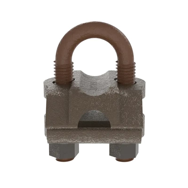 The GPL-6-Q Grounding Clamp, Bronze is used to ground copper conductors parallel or at a right angle to a rod, tube or pipe. The high strength silicon bronze hardware provides long term reliable assembly which accommodates a wide range of pipe, tube, rod, and conductor sizes. Meets cULus 467 listed for grounding and bonding and suitable for direct burial.