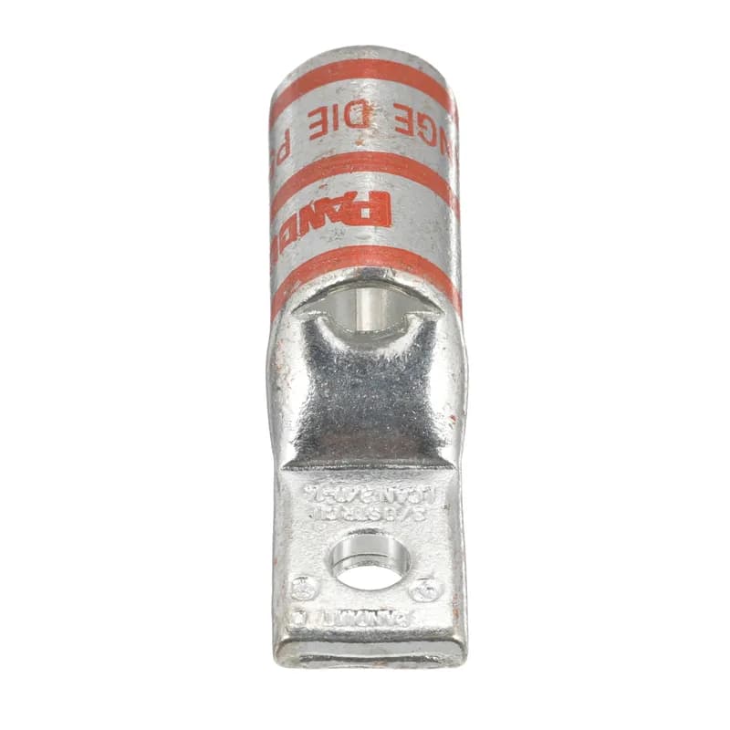 One-hole, standard barrel with window, narrow tongue lug, 3/0 AWG wire, 1/4 stud hole.