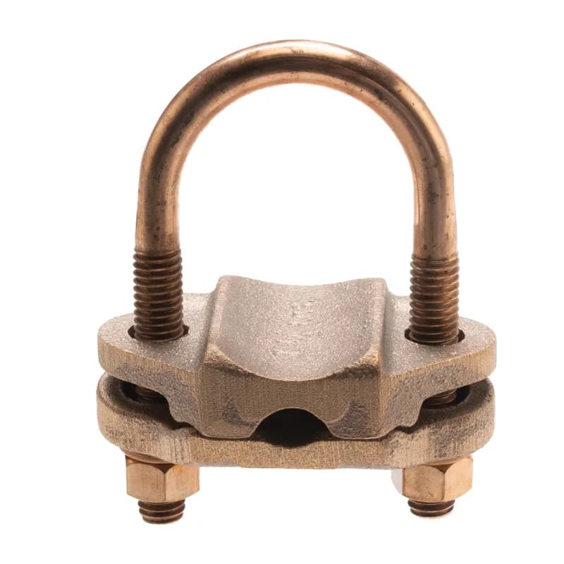 The GPL-22-X Grounding Clamp, Bronze is used to ground copper conductors parallel or at a right angle to a rod, tube or pipe. The high strength silicon bronze hardware provides long term reliable assembly which accommodates a wide range of pipe, tube, rod, and conductor sizes. Meets cULus 467 listed for grounding and bonding and suitable for direct burial.