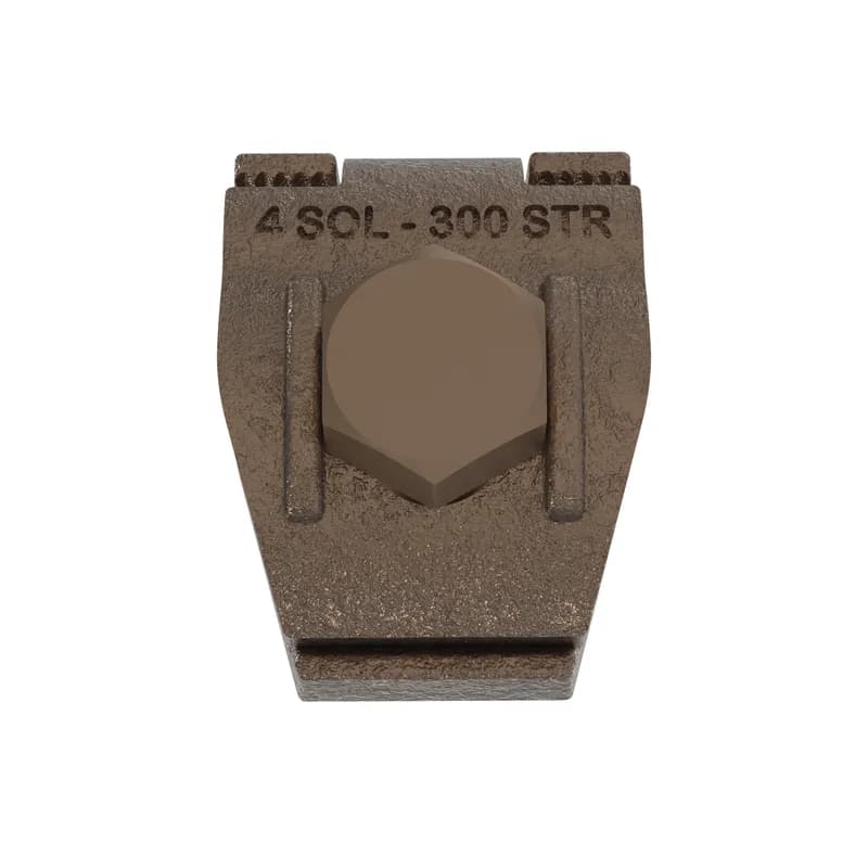 The GM-3-Q Bronze Grounding Clamp is used to ground copper code conductor to flat surfaces. Cast from high strength, electrolytic brinz to provide reliable grouding connections, high strenght silicon bronze hardware for long term reliable assembly. Accomidates a wide range of conductor sizes, incorporates spacer plate to separate conductor from mounting surface. Meets cULus 467 for grouding and bonding, suitable for direct burial in earth or concrete.