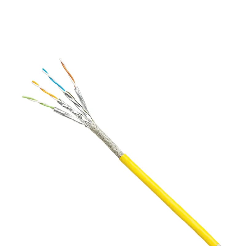 IndustrialNet Copper Cable, Industrial Ethernet, Category 6, 4-pair, 24/7 AWG, SF/UTP, Flame retardant, High flex, Oil and ozone resistant, Abrasion resistant, PUR jacket, Yellow, 1640ft/500m reel