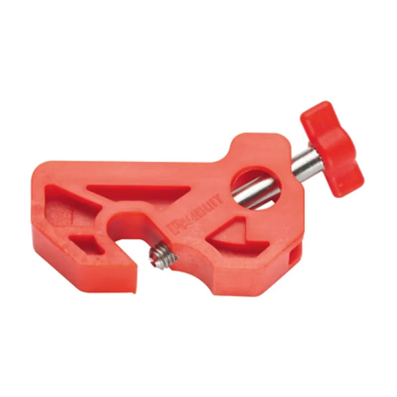 The PSL-MCBNT-V Universal No-Tool Miniature Circuit Breaker Lockout quickly locks out miniature circuit breakers commonly used in industrial automation and motor control. Easy installation by hand with no tool required. Nylon. 1.90" x 0.40" (48.2 mm x 10.1 mm). Color Red. 5 per package