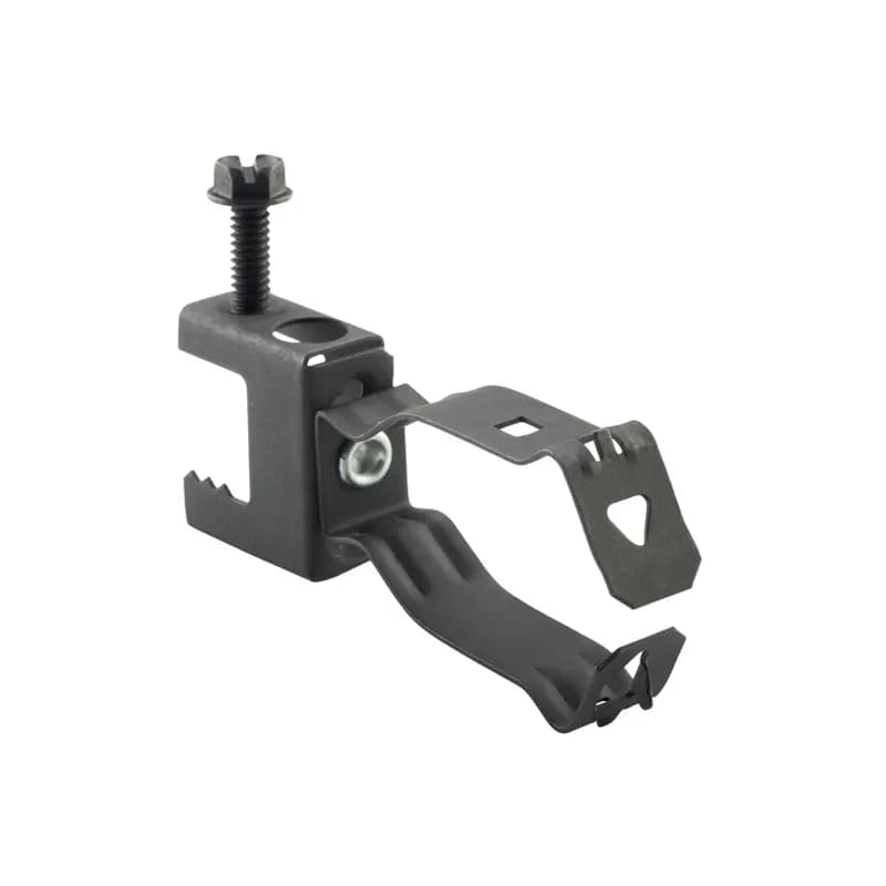Screw-on beam clamp for up to 1/2" flange with 1/2 - 3/4" conduit clip - side mount, static load capacity: 25 lbs.