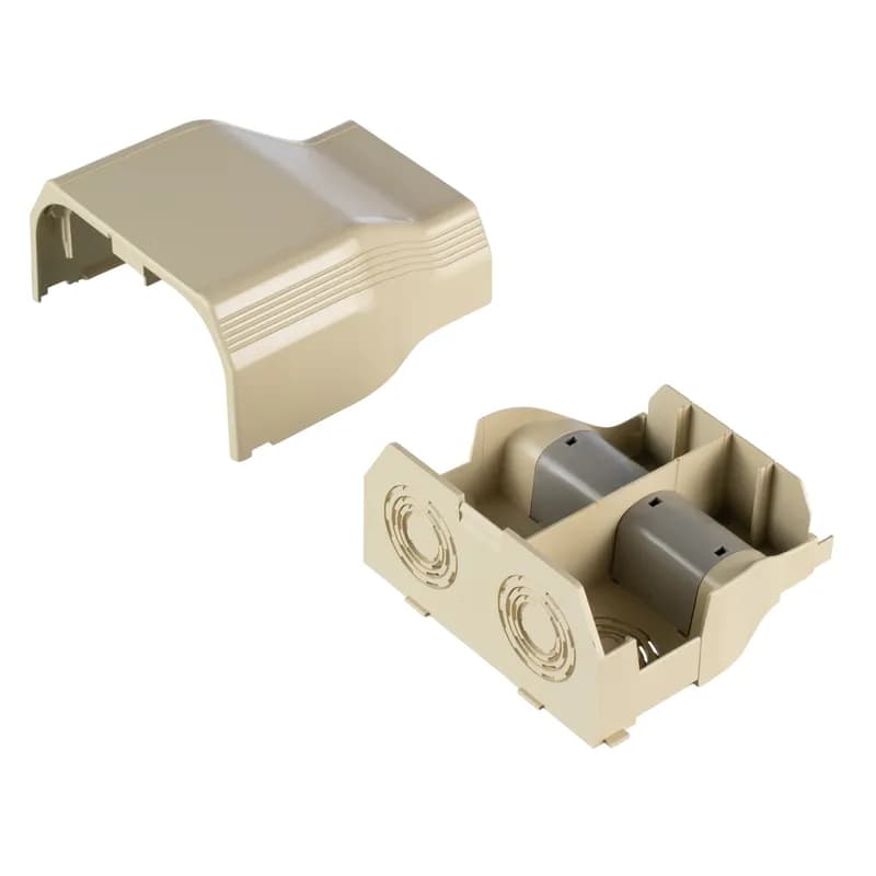 The entrance end fitting is for use with T-70 Raceway. The color is Electric Ivory