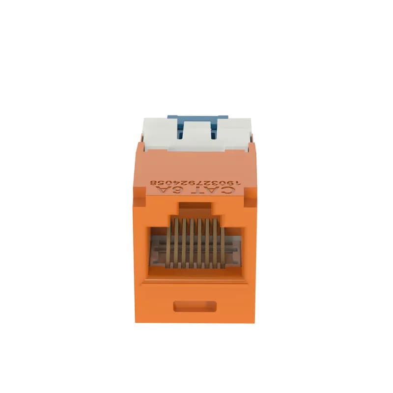 The Mini-Com Cat 6A UTP RJ45 TG Jack Module is designed to terminate 4-pair, 22-26 AWG twisted pair cable. Each module is 100% factory tested to exceed industry standard performance requirements. TG style termination eliminates the need for a termination tool. Each jack is individually serialized for traceability and is compatible with Mini-Com Modular Patch Panels and Faceplates. The jack module is orange.