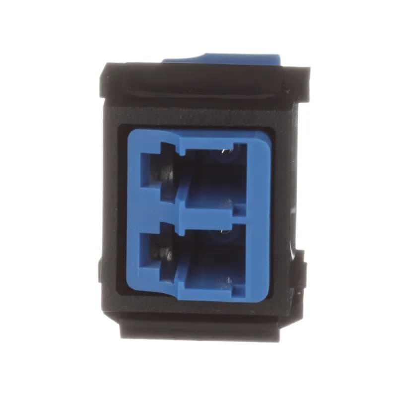 Panduit NKDLCMZBL - The NetKey Singlemode Duplex LC Adapter is a small form factor (SFF) adapter with integrated panel retention clips and are TIA/EIA-605 FOCIS-10 compatible. It connects two LC connector pairs in one module space and features a blue fiber adapter along with a black module and has zirconia split sleeves.