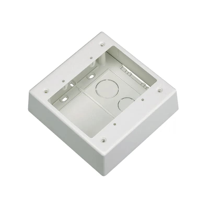 Panduit JBP2IW - The double gang two-piece screw together outlet box accepts Pan-Way Screw-On Faceplates or any NEMA standard double gang faceplates. For use with Pan-Way LD profile raceway. 5.05"L x 5.05"W x 1.62"H (128.2mm x 128.2mm x 41.1mm). Breakouts for 1/2" or 3/4" diameter conduit, Off White.