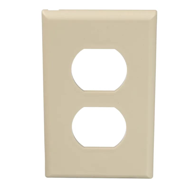 The snap-on single gang 106 duplex electrical/communication faceplate is used to cover one NEMA standard 106 duplex electrical outlet. In communication applications, covers one standard 106 duplex communication module frame, Electric Ivory.