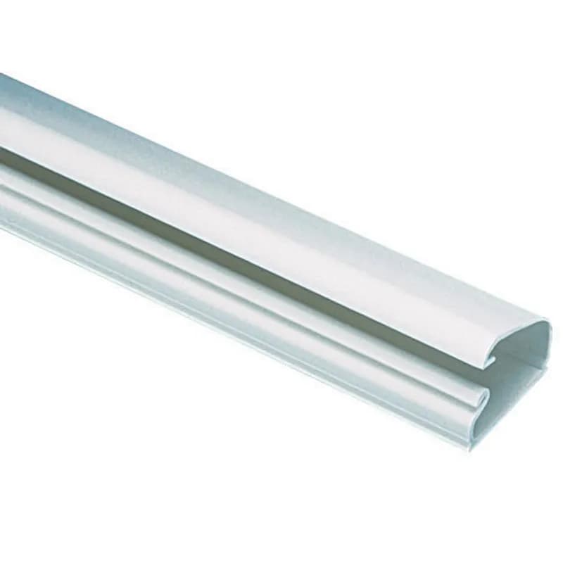 The LD5 Surface Raceway channel is a one-piece latching channel with integrated cover and is designed to route, protect, and conceal data, voice, and video cabling. It features a factory-applied adhesive backing for fast mounting. It is 10 feet in length and is 1.01 inches wide by 0.58 inches deep. It meets TIA/EIA, used in applications up to 50 V. It is constructed of rigid PVC and is International Gray.