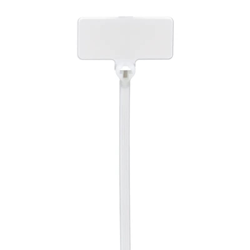 Dome-Top Barb Ty marker tie, flag,, miniature cross section, 8.3 (211mm) length, .36 x .81 (9.1 x 20.6mm) marker write-on area, nylon 6.6, natural, standard package.