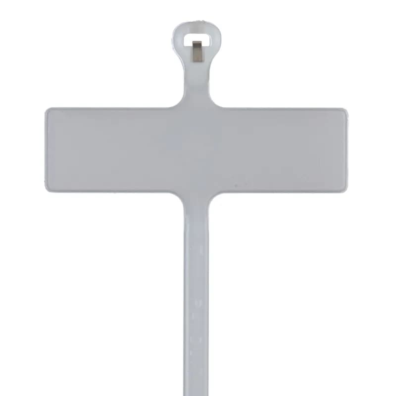 Dome-Top Barb Ty marker tie, wrap, miniature cross section, 7.9 (201mm) length, .29 x 1.09 (7.4 x 27.7mm) marker write-on area, nylon 6.6, natural, bulk package.
