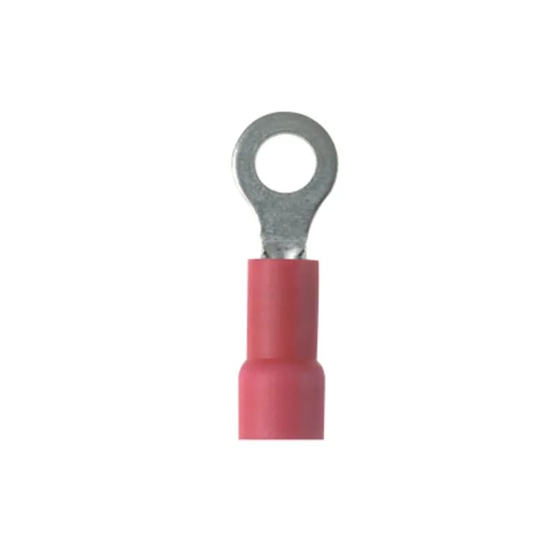 Ring Terminal, 22 18 AWG, #6 stud size, vinyl insulated, expanded insulation for large wire O.D., bulk package.