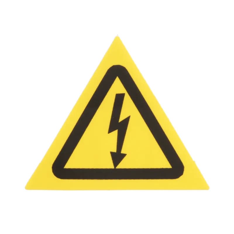 StrongHold WL32Y ISO Risk of Electrical Shock Labels are adhesive backed and triangular shaped. They are 1.5 (38.10mm) triangle width, for indoor/outdoor use. Made of vinyl, are yellow and black in color and come in packages of 50.