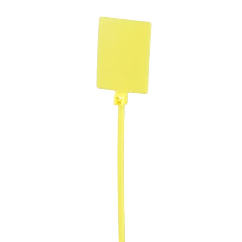 Pan-Ty flag tie, flag, miniature cross section, 5.1 (130mm) length, .76 x 1.04 (19.1 x 26.4mm) marker write-on area, nylon 6.6, yellow, standard package.