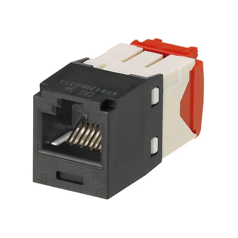 The Mini-Com Cat 5e UTP RJ45 TG Jack Module is designed to terminate 4-pair, 22-26 AWG twisted pair cable. Each module is 100% factory tested to exceed industry standard performance requirements. TG style termination eliminates the need for a termination tool. Each jack is individually serialized for traceability and is compatible with Mini-Com Modular Patch Panels and Faceplates. The jack module is black.