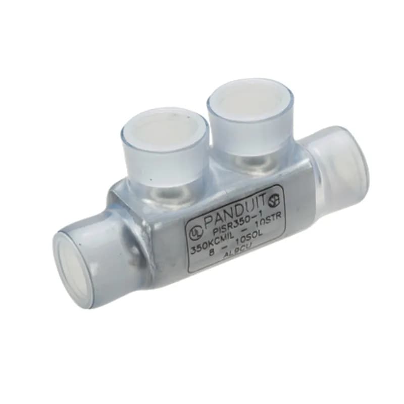 Splicer/Reducer, dual rated for use with copper or aluminum conductors, clear insulation, 500 kcmil - #6 STR.