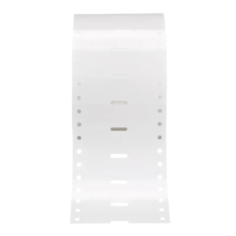 The H075X034H1T Military-Grade Polyolefin Heat-Shrink Label is a single-sided printable. It offers crisp, clear legends with superior readability for quick and easy label production. The heat-shrink sleeve is designed to provide a clear, reliable, and durable way to identify wires and cables. Designed for use with Panduit TDP printers. Shrink ratio 3:1. 0.75" x 0.34" (19 mm x 9.7 mm). Color White. 1000 labels per roll.