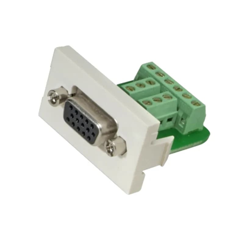 1/3 insert with one 15-pin DB connector mounted to a printed circuit board, terminates on site, SVGA capable, off white.