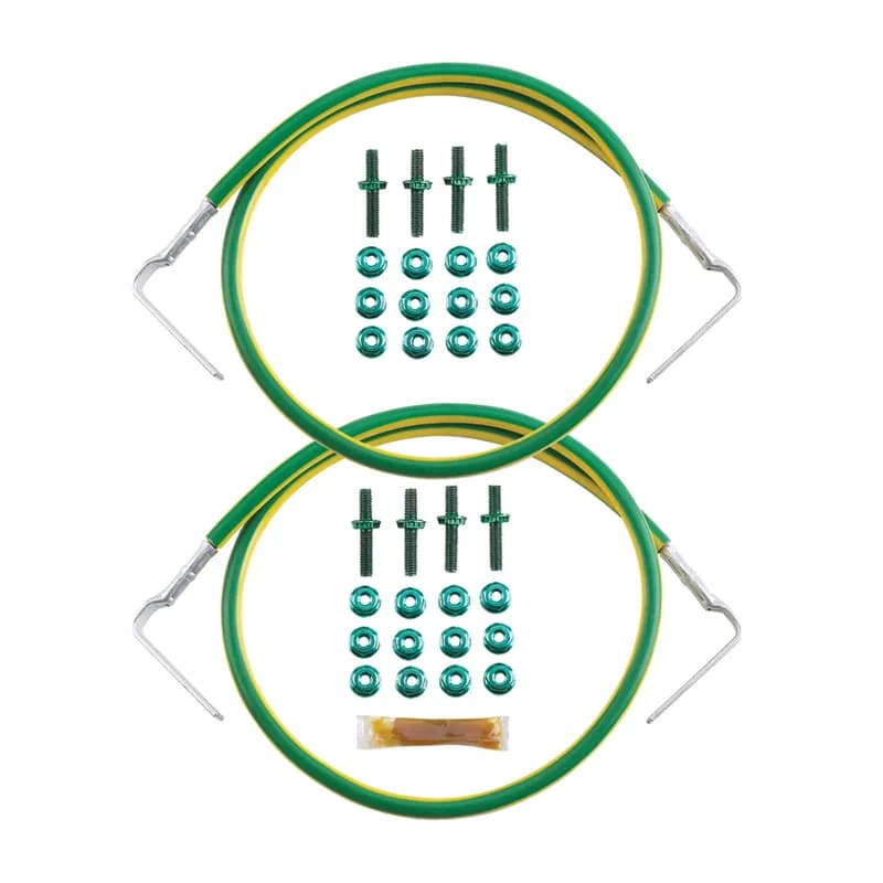 Front to back rail grounding jumper kit; two #6 AWG (16mm ) jumpers; factory terminated on both ends with 90 reverse bent lugs; Length 40 (1M); for cage nut rails.