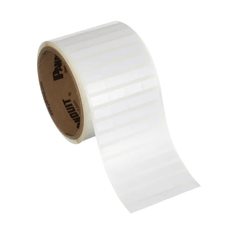 Thermal transfer component label, 0.61" W x 0.30" H, 1-port, super-tack polyester, white, 4 label/row, 2500 pc. package quantity.