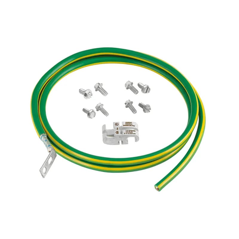 The RGCBNJ660P22 Equipment Bonding Jumper Kit bonds the rack or cabinet to the subfloor or overhead building grounding system. Engineered to comply with US and International grounding requirements. HTAP is UL Listed and CSA Certified for applications up to 600 V when crimped with Panduit and specified competitor crimping tools, and Panduit crimping dies. Color Green/Yellow.