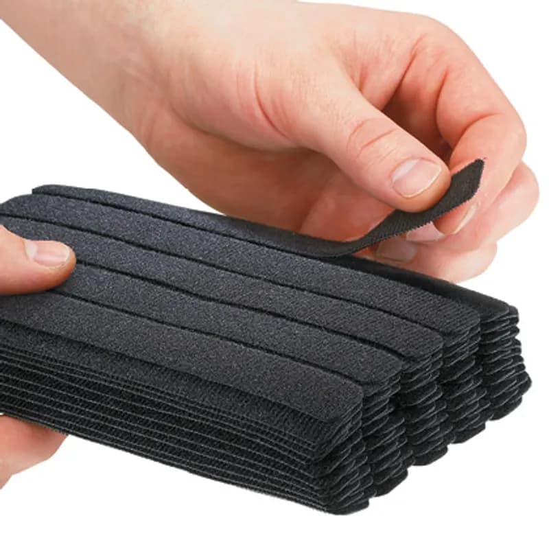 Panduit HLB2S-C0 - The Tak-Ty Hook and Loop Stacked Strip Cable Tie eliminates cutting ties to length and staging them for each job. The rounded edges are created for installer safety. The hook and loop stacked strip cable tie comes in packages of 100.