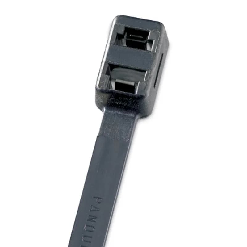 Panduit PLB5EH-C0 Double Loop Cable Tie is a fast and economical method to secure and separate two bundles. They reduce your part number inventory because a single part covers multiple bundle sizes. With greater resistance to harsh UV light, these ties can be used in both indoor and outdoor environments. Extra-Heavy cross section and 19.2 (488mm) length. Made of Weather Resistant Nylon 6.6, are black in color and come in packages of 100.