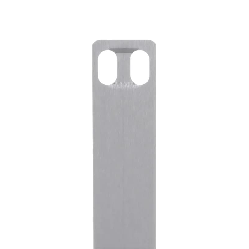 The MMP350H-MAL Aluminum Steel Marker Plate provides permanent identification of pipes, conduits, valves, cables, and equipment in harsh environments. The designated plates feature an easy feed design with a raised slot to simplify cable tie installation and improve productivity. 3 lines of text maximum. Aluminum. 3.5" x 0.75" (88.9 mm x 19.1 mm). Color Silver. 1000 per package.