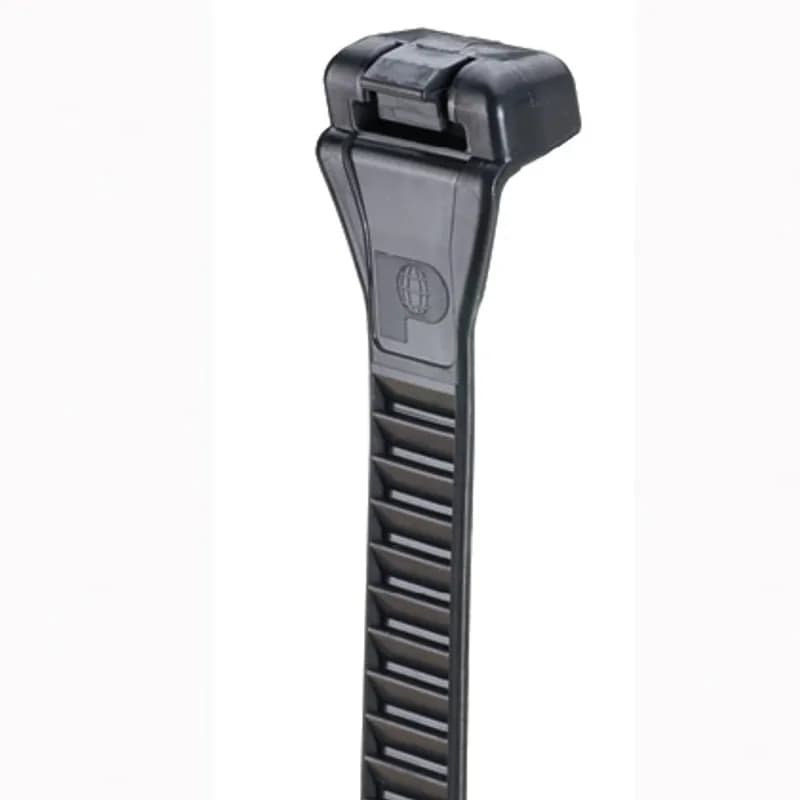 Panduit Elastomeric Cable Ties are built with a locking head design to increase productivity. Thermoplastic polyurethane bundles and protects network data without over-tensioning. They are not only flexible and elastic, but fully releasable to accommodate frequent moves, adds and changes. And, with weather- and UV-resistance, as well as a 94V-0 flammability rating, you can trust them to reliably last in both indoor and outdoor environments. Miniature cross section, 16.0L (406mm), Tensile Strength: 80, Bundles up to 4.5 (114mm), Black, 100pc.